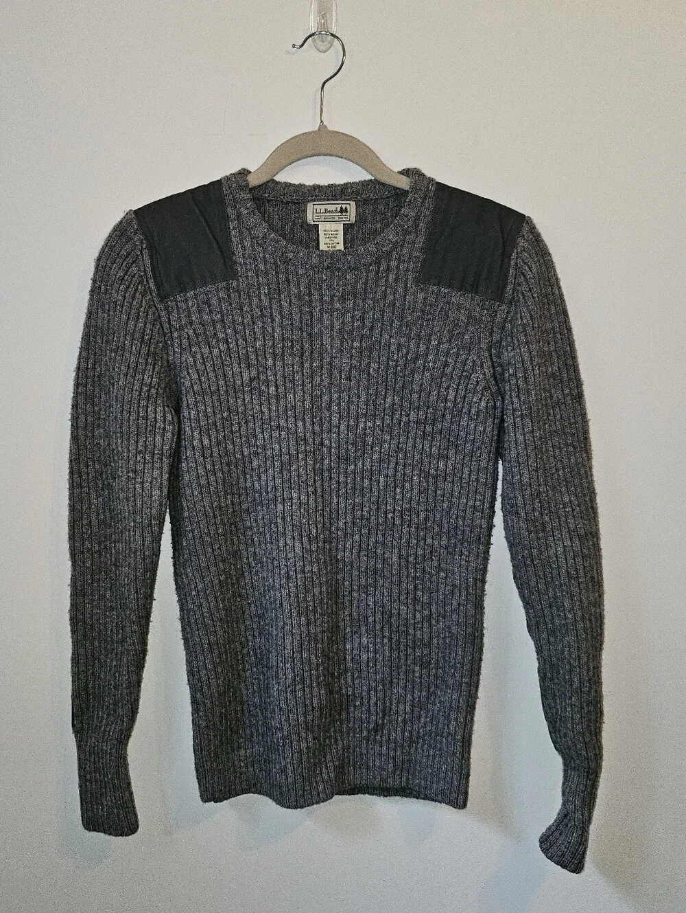 L.L.Bean Gray Merino Wool Knit Sweater Medium